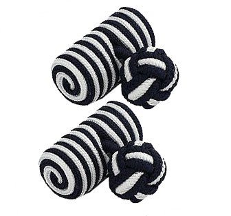 Black & White Barrel Silk Knot Cufflinks
